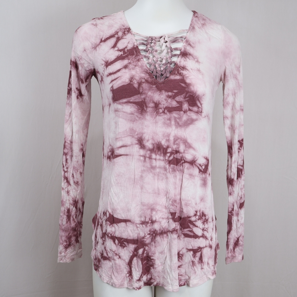American Eagle Outfitters Maroon Soft & Sexy Tie-Dye Long Sleeve Top